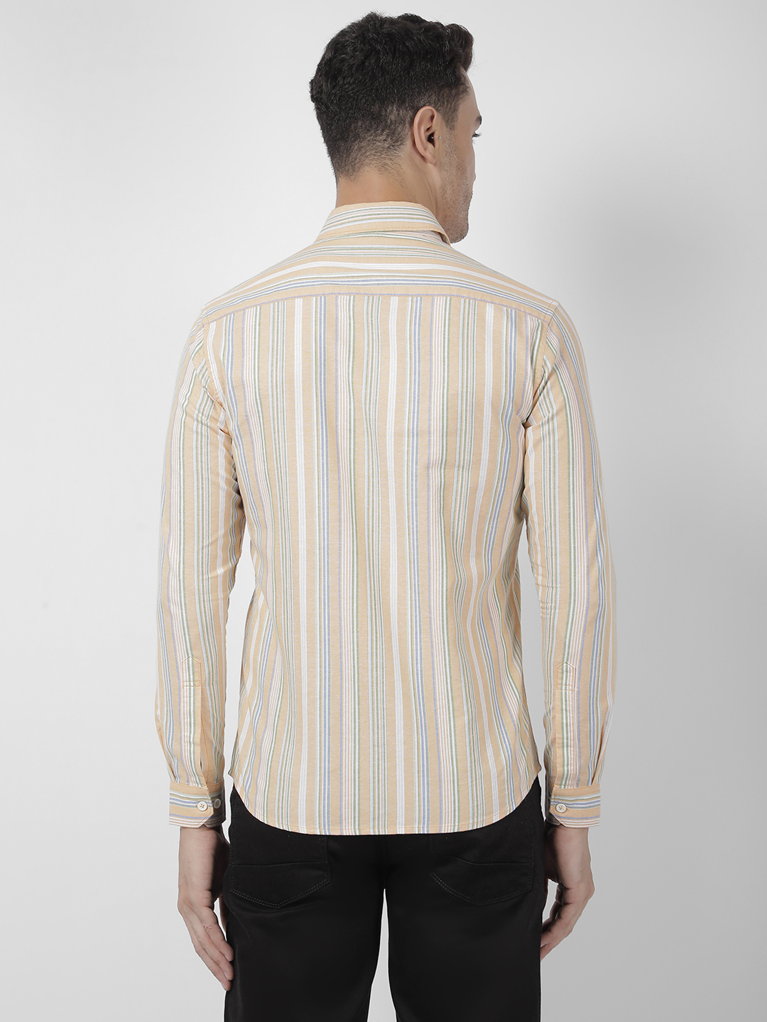 Numero Uno Men Striped Orange Shirt